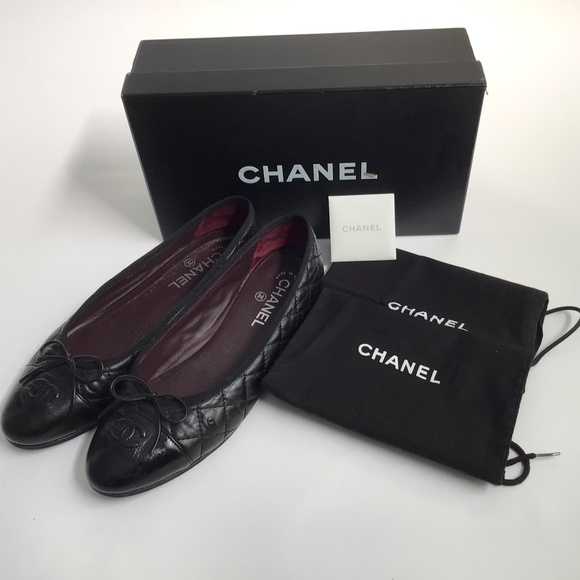 CHANEL CC LOGO BLACK QUILTED LEATHER CLASSIC CAP FLATS SHOES SLIPPER 40 - Picture 9 of 9
